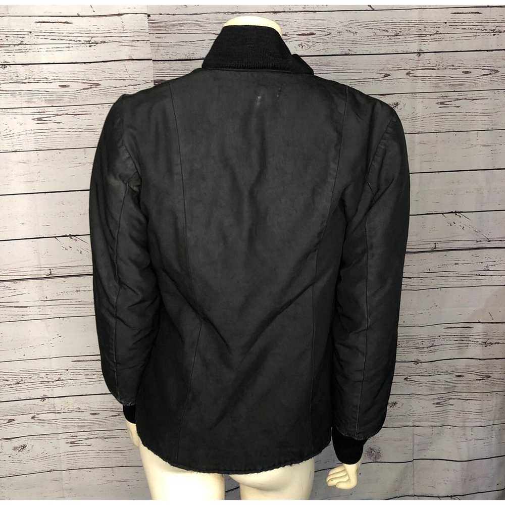 American Vintage 90's black coat with faux fur li… - image 10