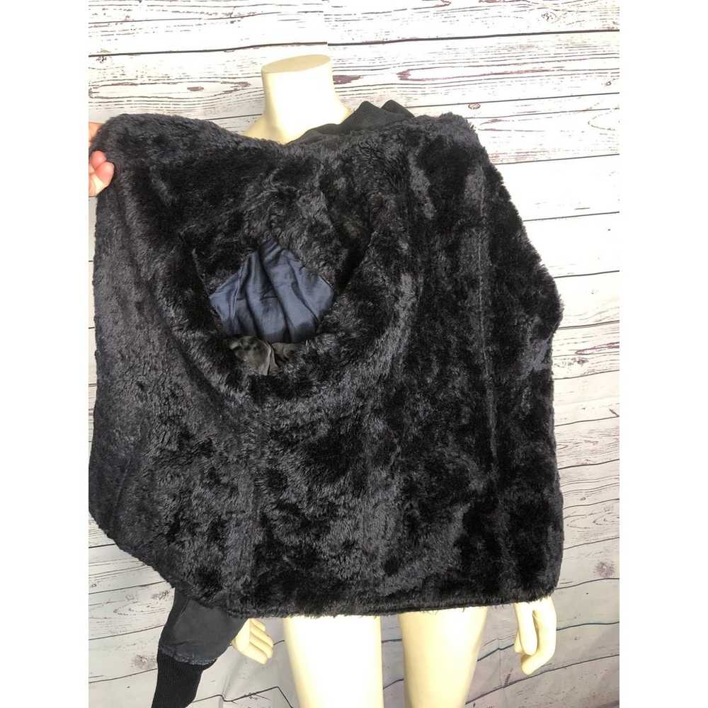 American Vintage 90's black coat with faux fur li… - image 11