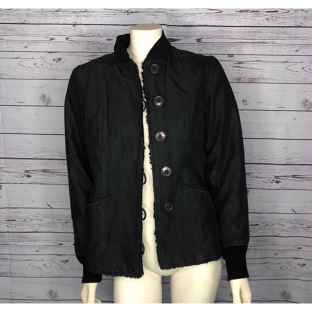 American Vintage 90's black coat with faux fur li… - image 1