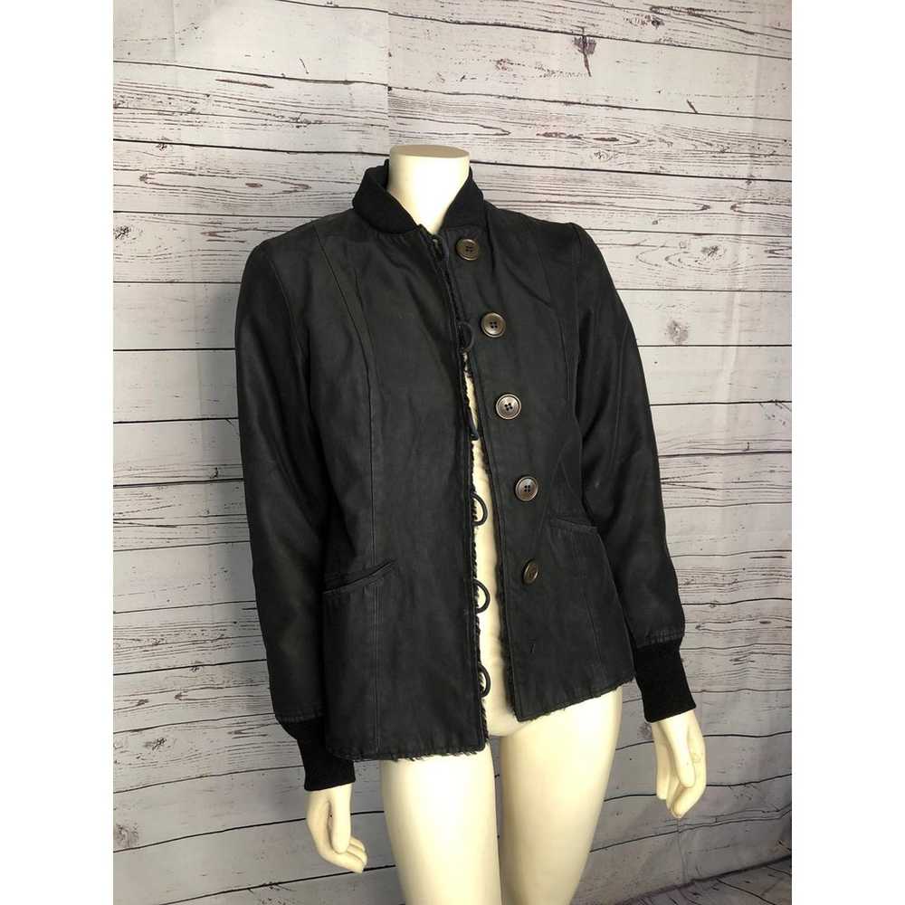 American Vintage 90's black coat with faux fur li… - image 2