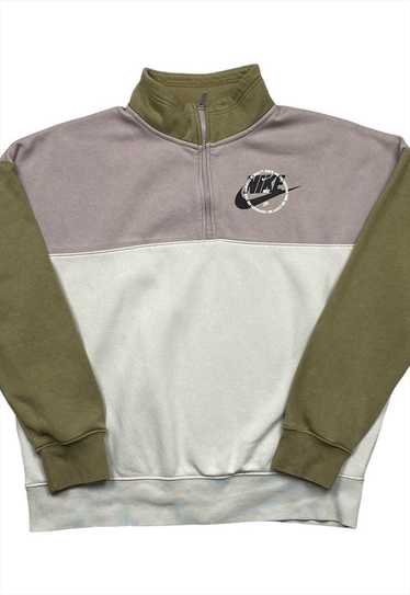 Nike Vintage Men's Khaki, Cream & Mauve 1/4 Zip OT