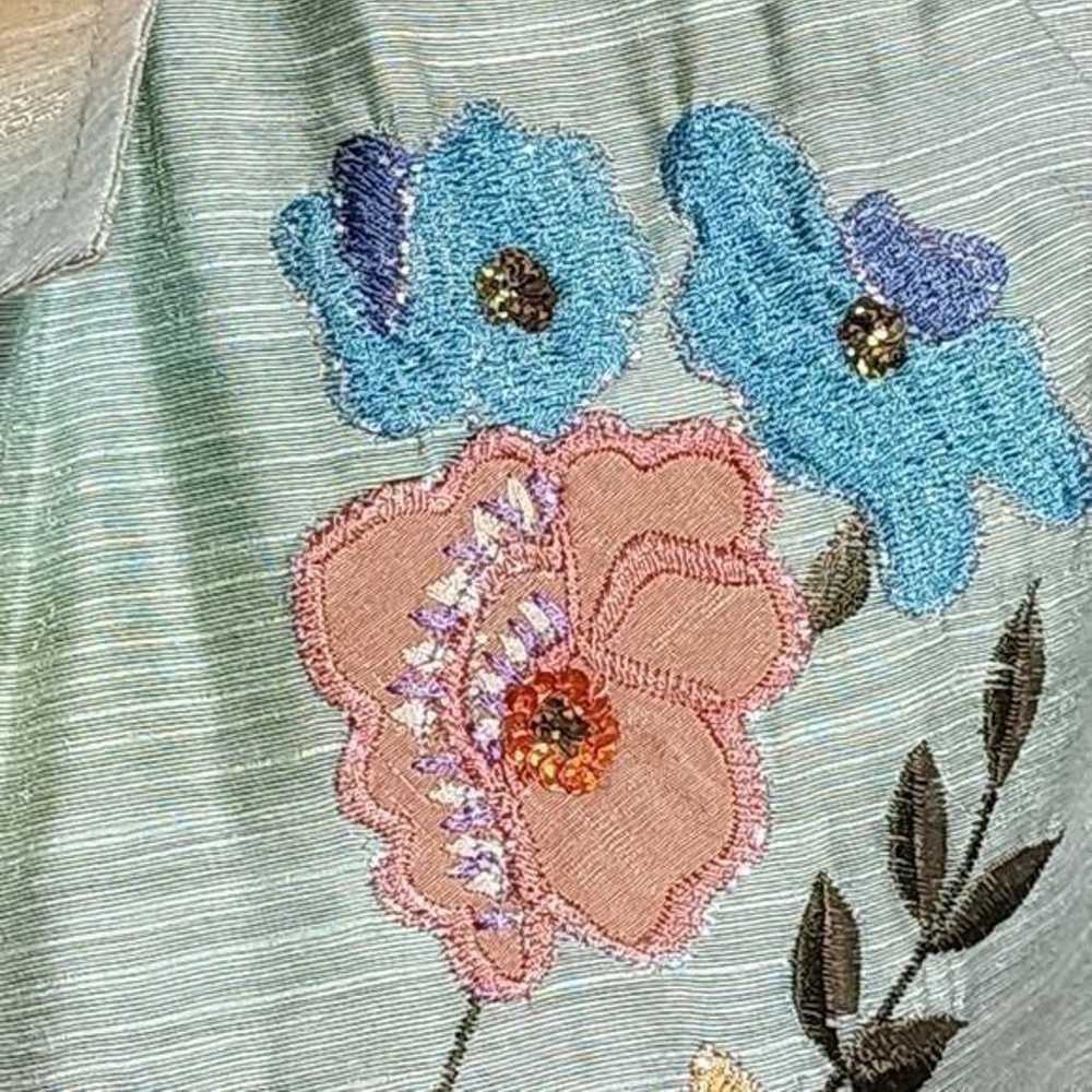Indigo Moon floral embellished embroidered blazer… - image 12