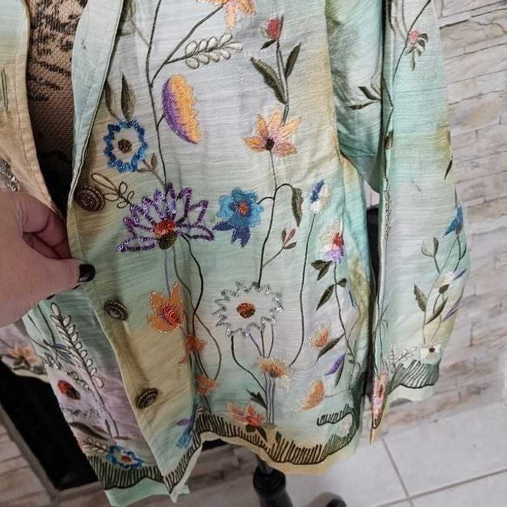 Indigo Moon floral embellished embroidered blazer… - image 4