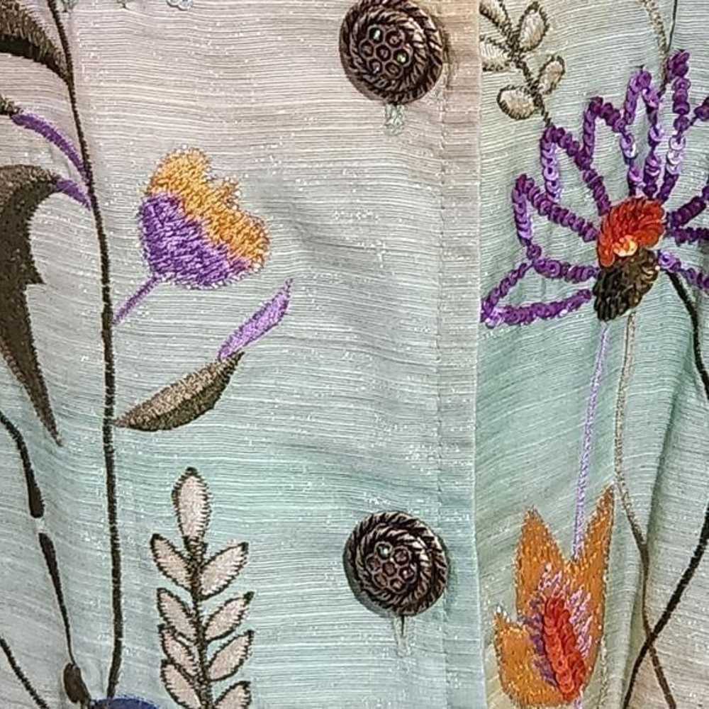 Indigo Moon floral embellished embroidered blazer… - image 6