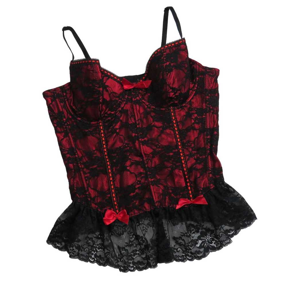 Vintage Vintage Sexy Black &Red Corset Lace Ruffl… - image 1