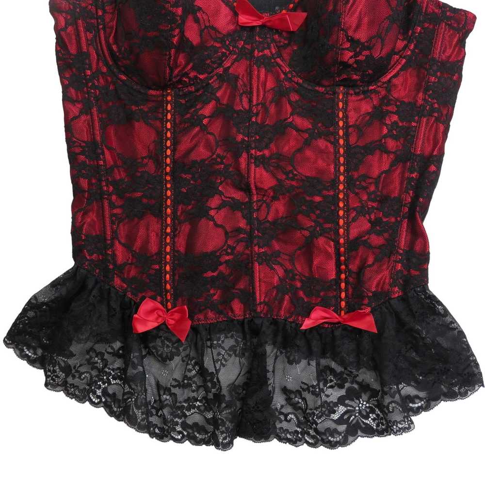 Vintage Vintage Sexy Black &Red Corset Lace Ruffl… - image 4