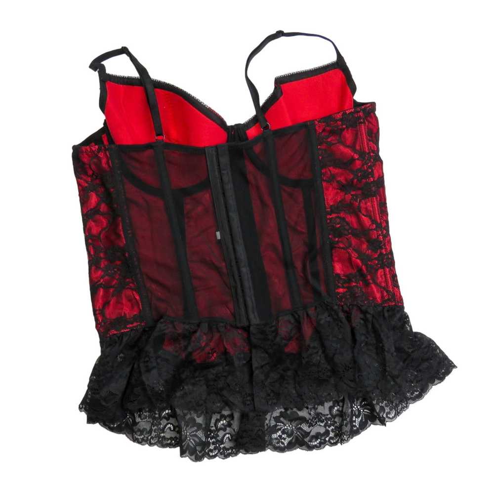 Vintage Vintage Sexy Black &Red Corset Lace Ruffl… - image 5