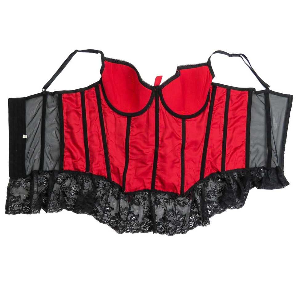 Vintage Vintage Sexy Black &Red Corset Lace Ruffl… - image 6