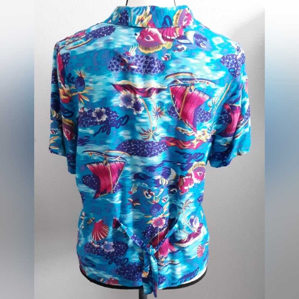 Vintage VTG 90s Rayon Tropical Blouse - image 4