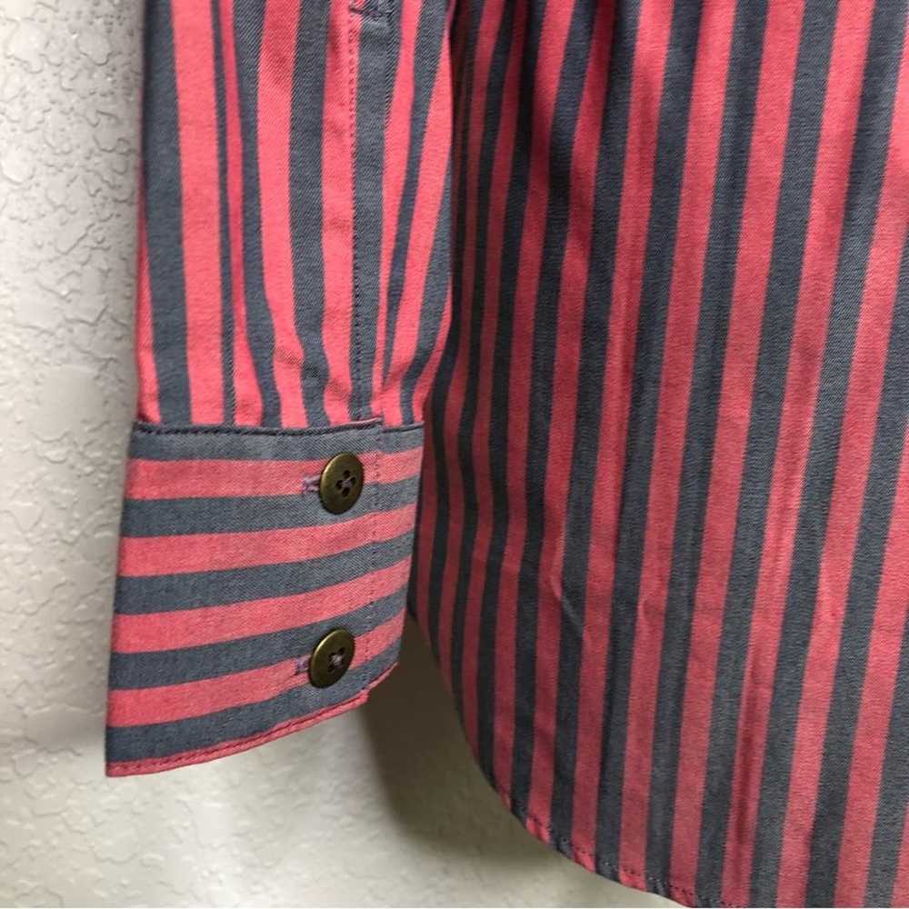 Cabi Regatta Shacket red blue gray striped button… - image 11