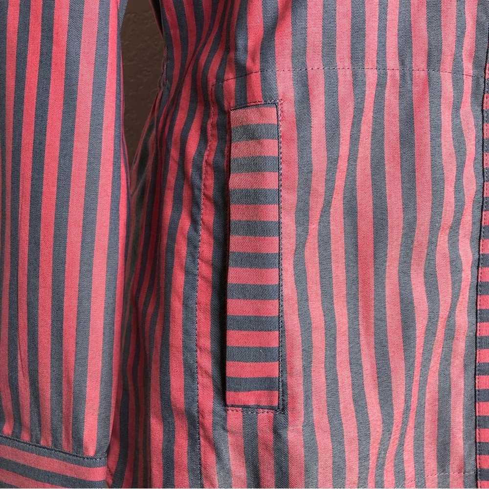 Cabi Regatta Shacket red blue gray striped button… - image 4
