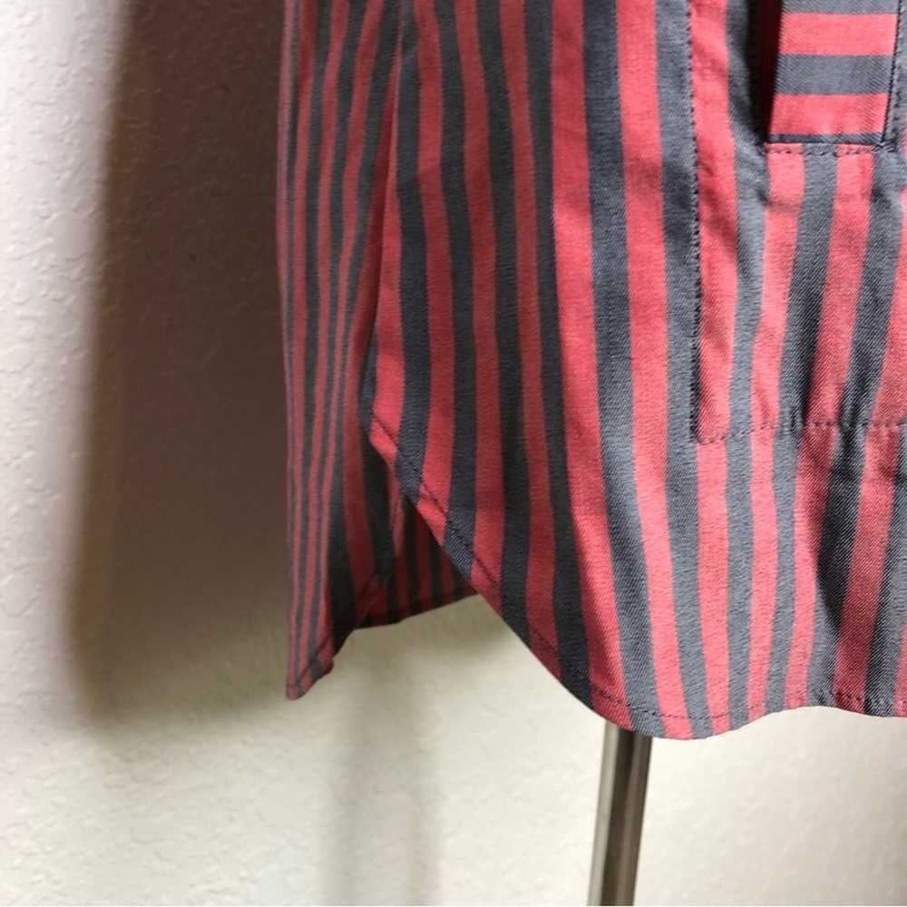 Cabi Regatta Shacket red blue gray striped button… - image 5