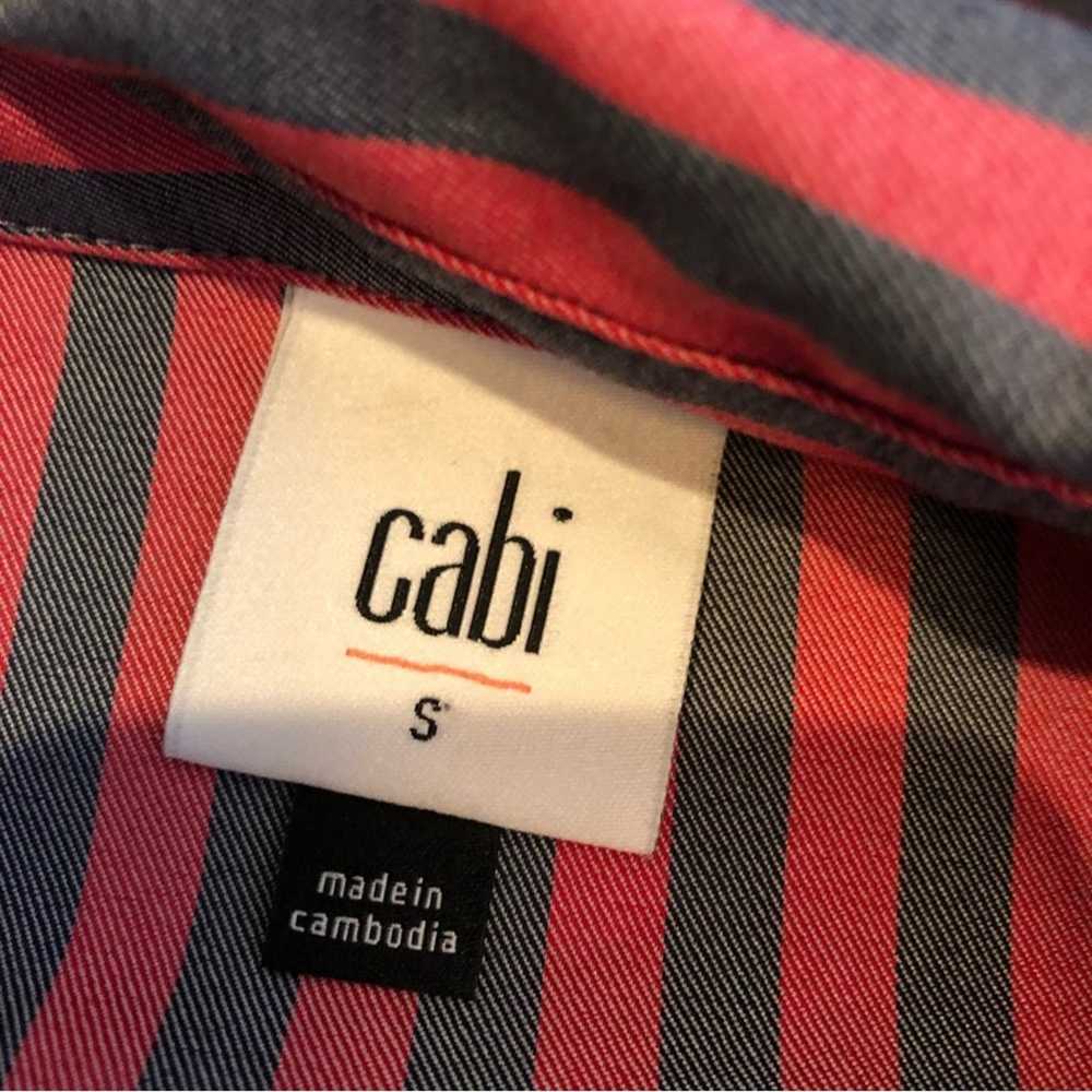 Cabi Regatta Shacket red blue gray striped button… - image 6