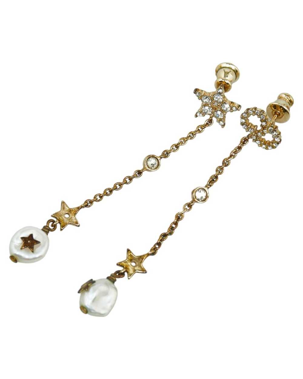 Dior Gold Dior CD Star Faux Pearl Drop Earrings - image 1