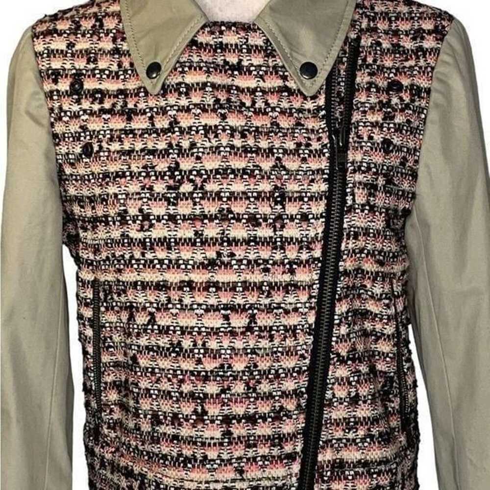 J Crew Pink and Khaki Tweed Moto Jacket | Size 8 - image 5