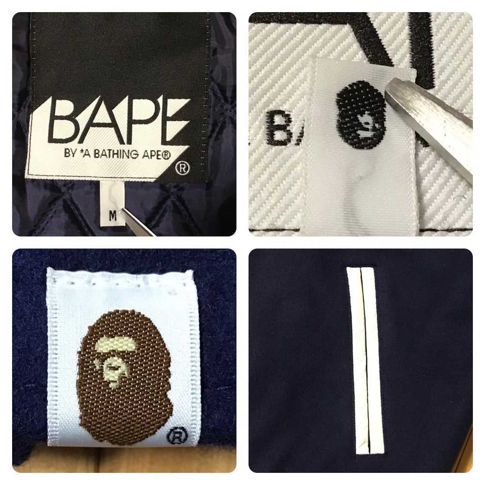 Bape BAPE Sleeve leather BAPE LOGO varsity jacket… - image 9