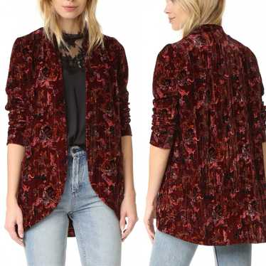 Free People Print Crinkle Velvet Slouchy Jacket I… - image 1