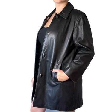 Vintage Y2K Black 100% Leather Matrix Jacket Size 