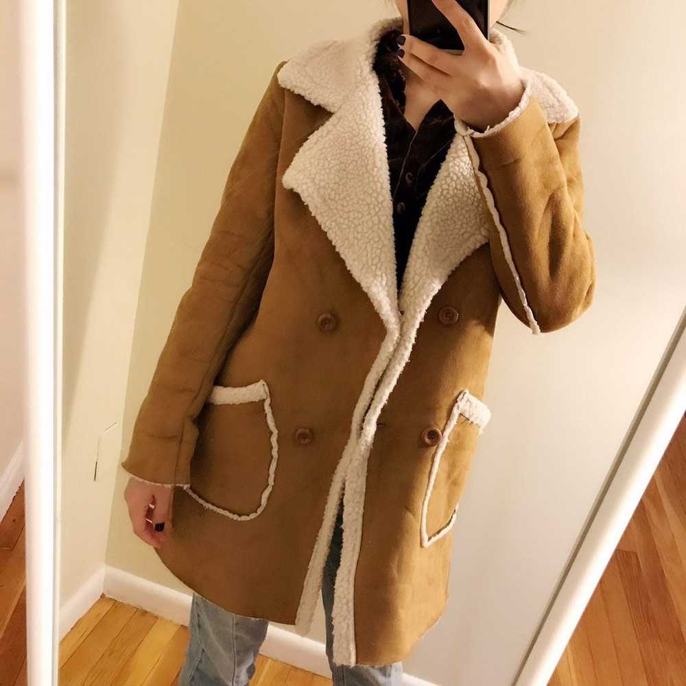 Double-breasted Faux Shearling Coat - image 1