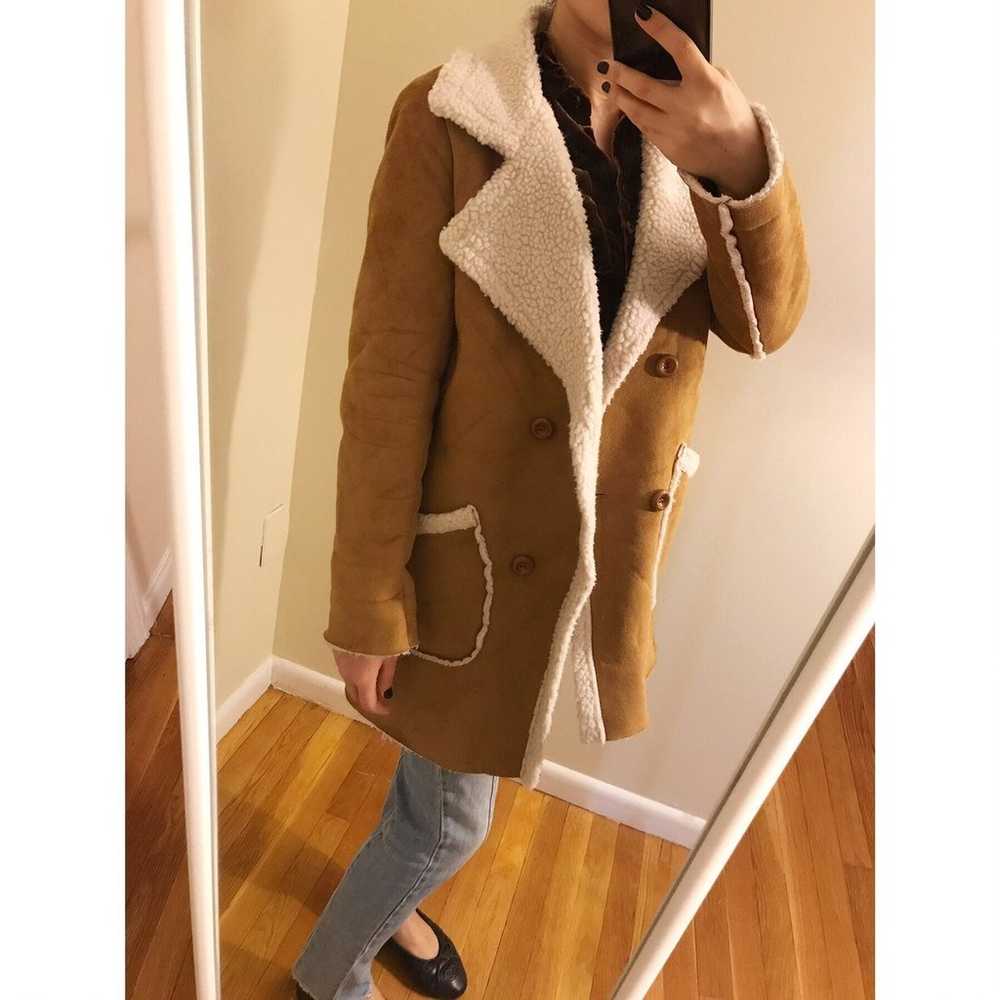 Double-breasted Faux Shearling Coat - image 2