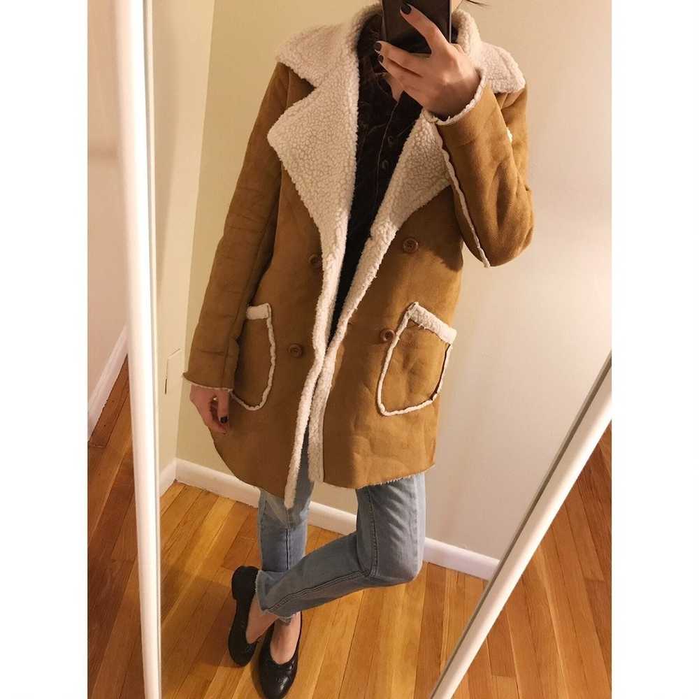 Double-breasted Faux Shearling Coat - image 3