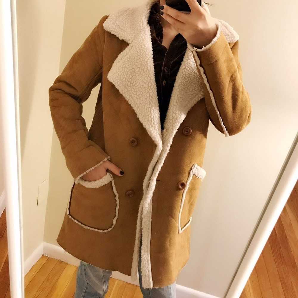 Double-breasted Faux Shearling Coat - image 4