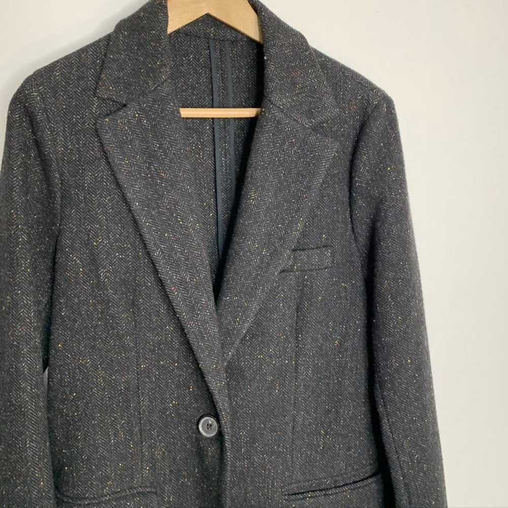 Zara Charcoal Grey Herringbone Coat Speckled Wome… - image 5