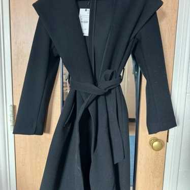 Black hooded trench coat