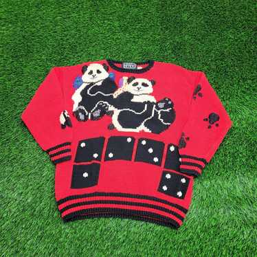 Vintage Vintage Berek Panda-Bear Dominos Sweater … - image 1
