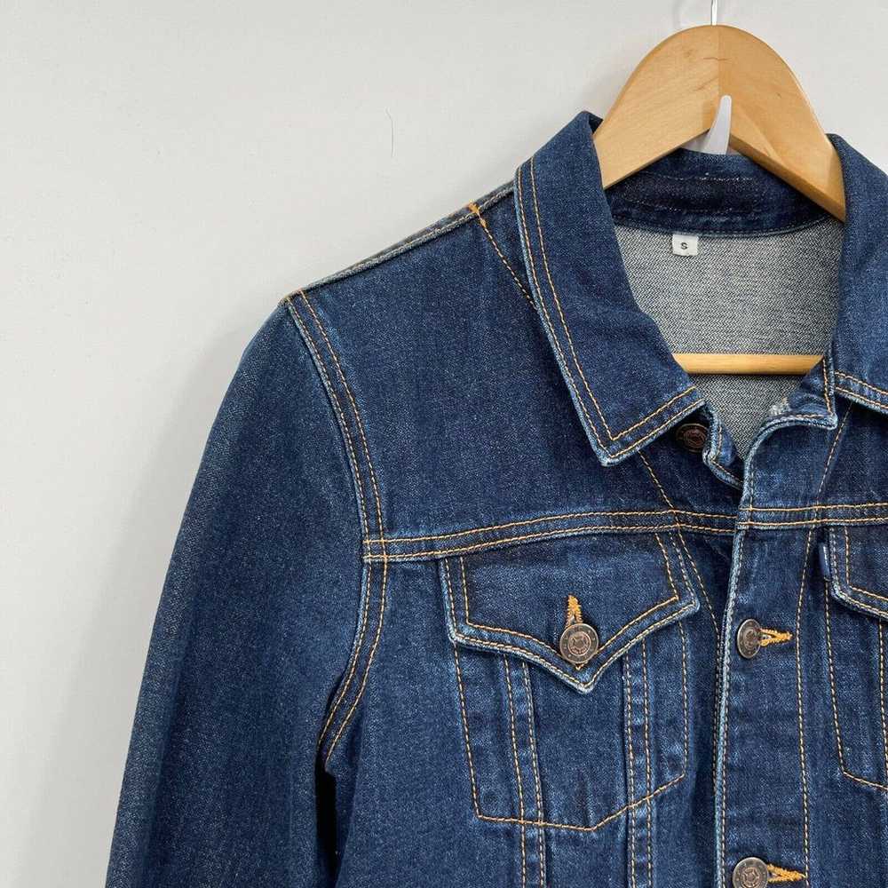 Vintage Jean Jacket Small Blue Reworked Denim Suc… - image 4