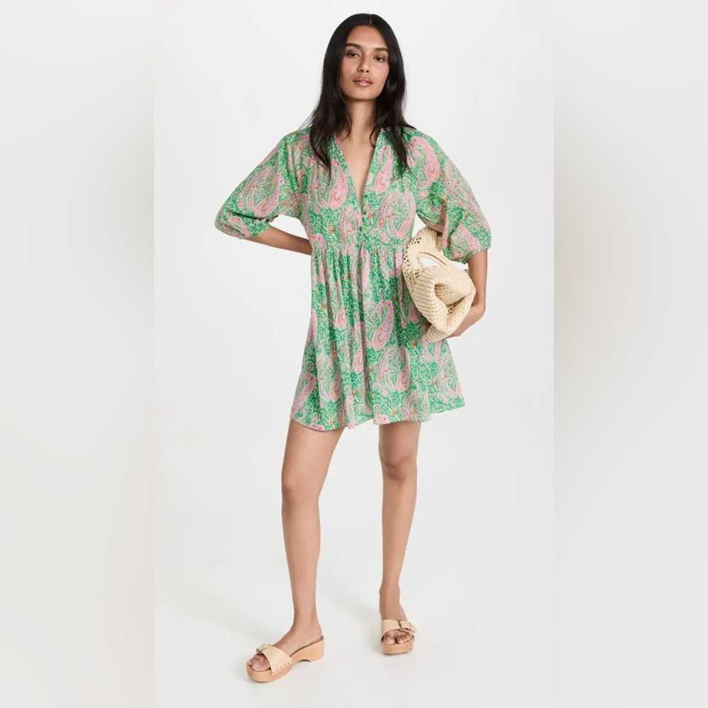 Ba&sh ba&sh Odeon robe dress green paisley print … - image 2