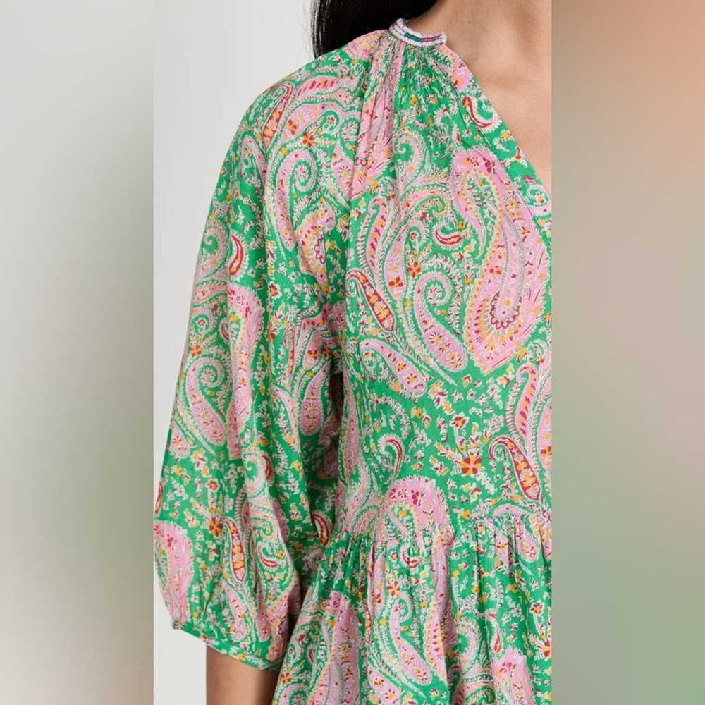 Ba&sh ba&sh Odeon robe dress green paisley print … - image 3