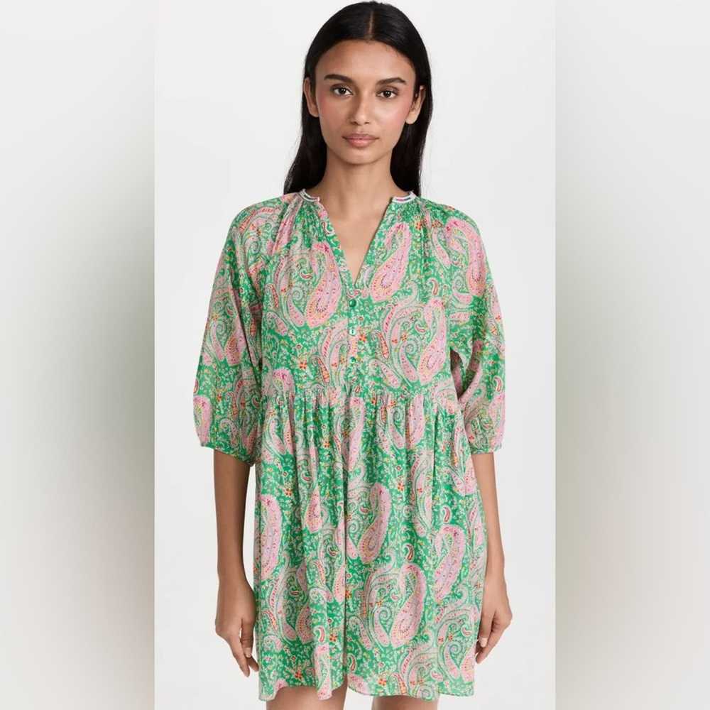 Ba&sh ba&sh Odeon robe dress green paisley print … - image 4