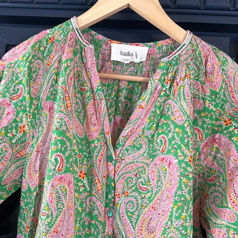 Ba&sh ba&sh Odeon robe dress green paisley print … - image 8