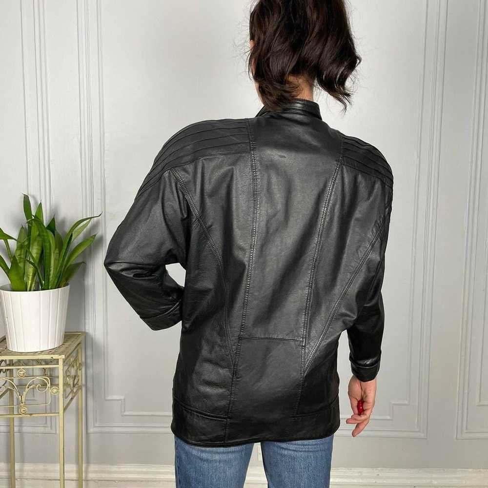 VINTAGE 80s black leather jacket - image 4