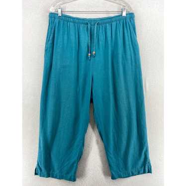 Vintage PAPPAGALLO Pants Womens L Linen Rayon Dra… - image 1