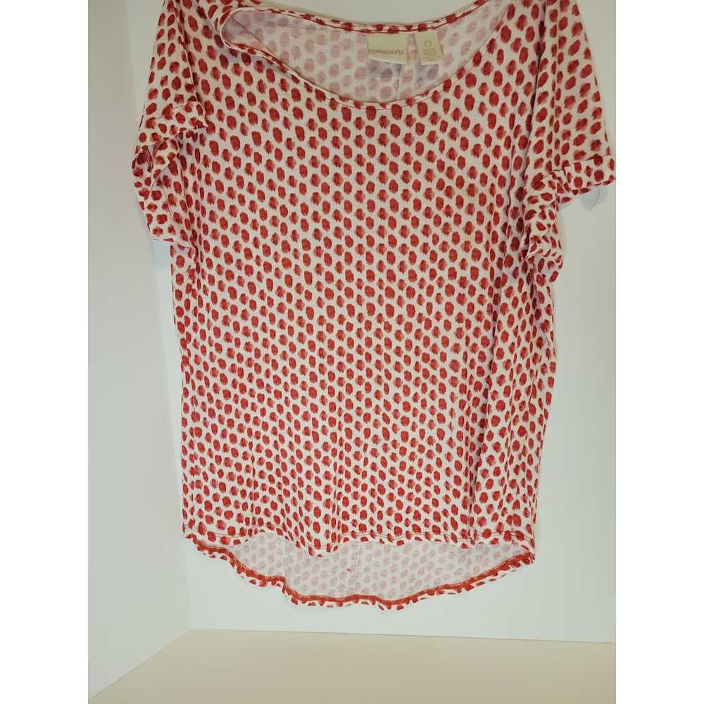 Chicos Lightweight Red and White Polka Dot T-Shir… - image 1