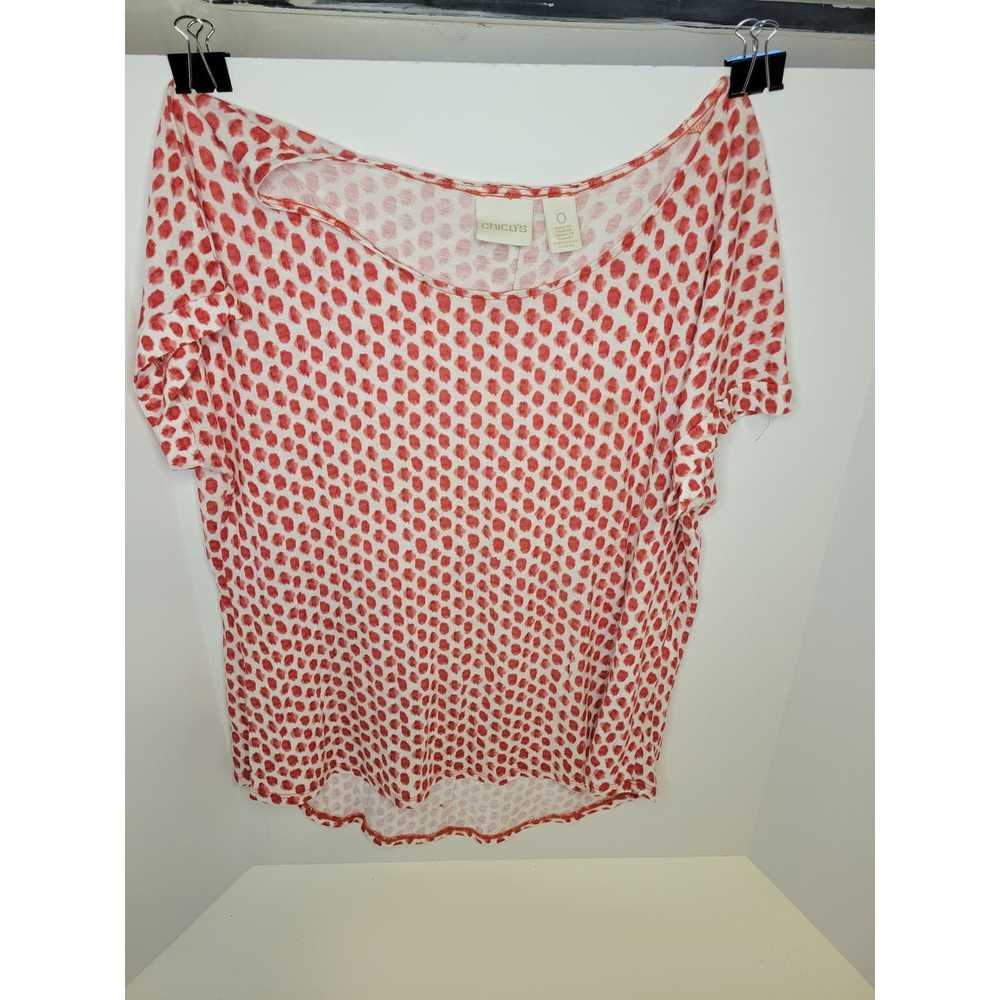 Chicos Lightweight Red and White Polka Dot T-Shir… - image 8