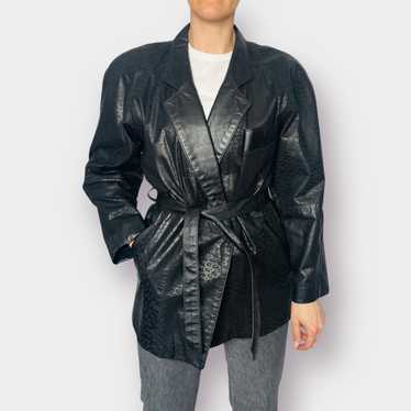 80s G-III black leather coat - image 1