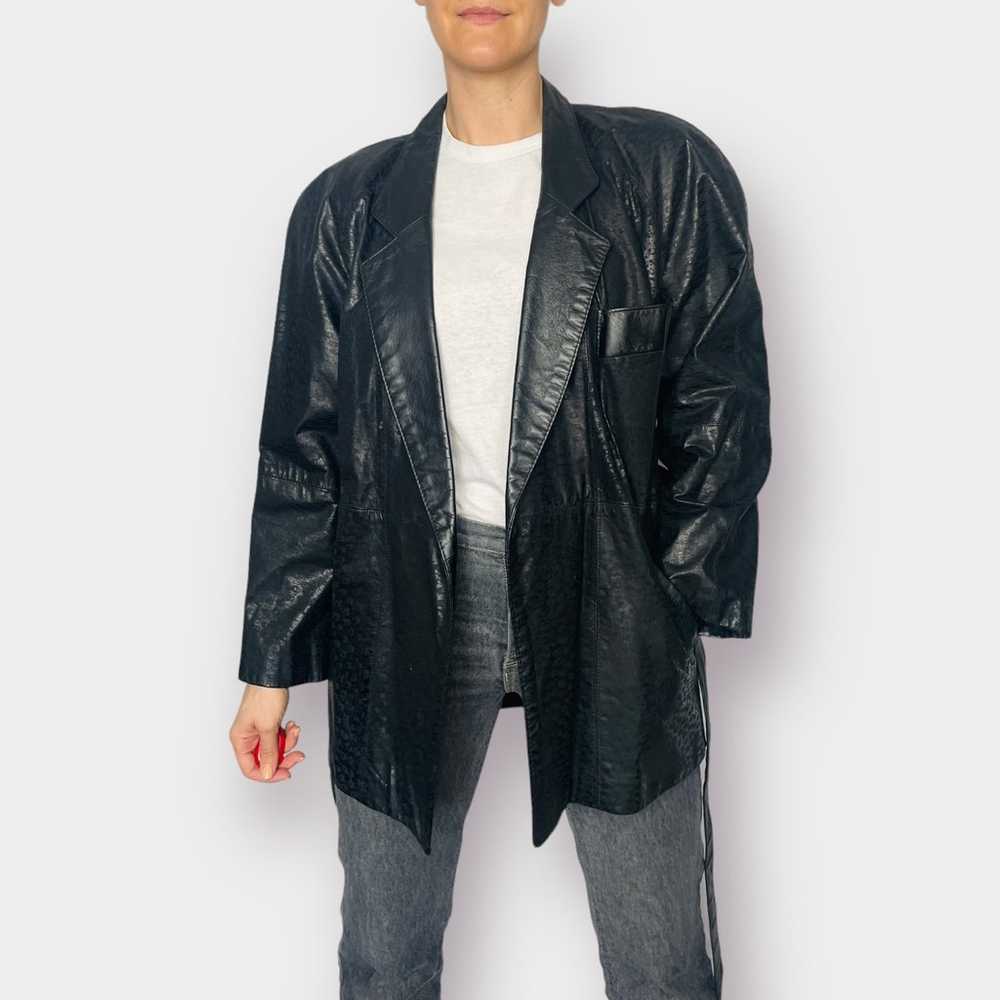 80s G-III black leather coat - image 2