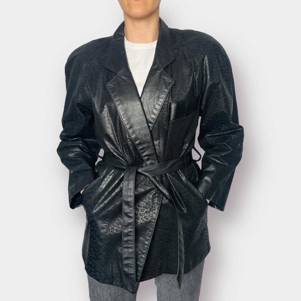 80s G-III black leather coat - image 3