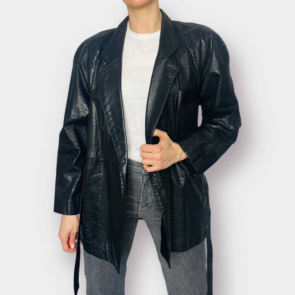 80s G-III black leather coat - image 4