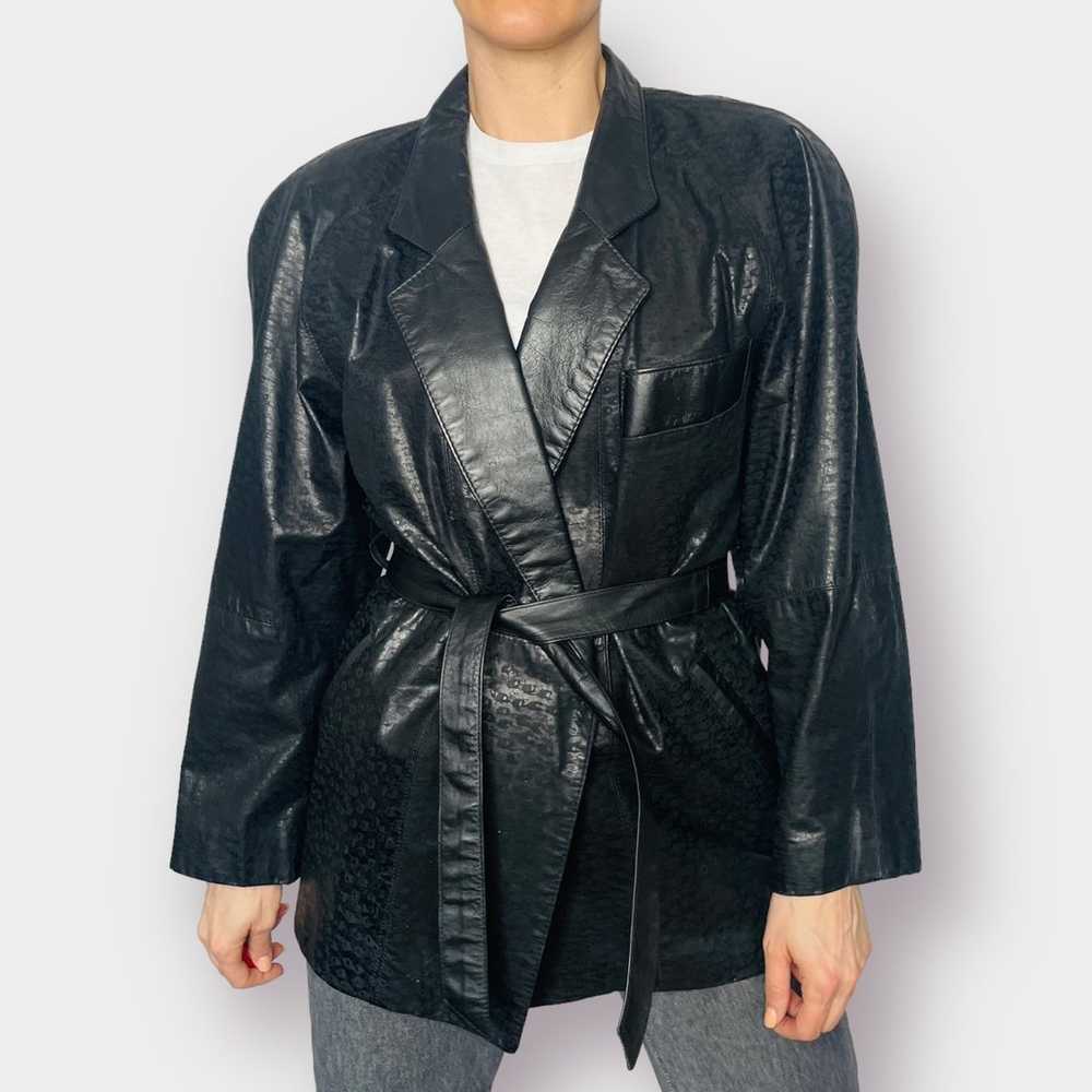 80s G-III black leather coat - image 5