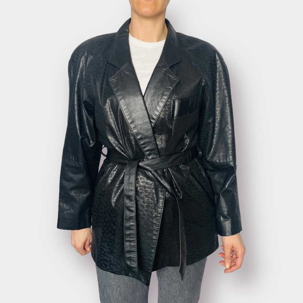 80s G-III black leather coat - image 6