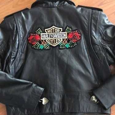 Harley Davidson Black leather Moto jacket. Medium - image 1