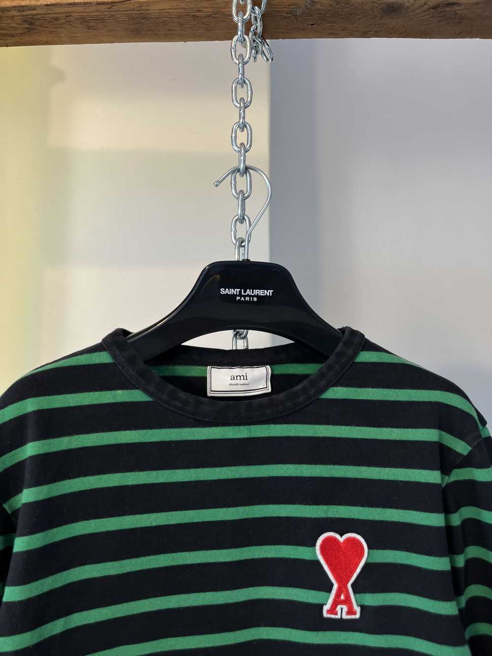 AMI × Designer × Luxury AMI Paris Striped Black G… - image 3