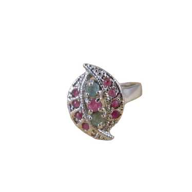 Vintage Vintage Sterling Silver Emerald Ruby Gems… - image 1