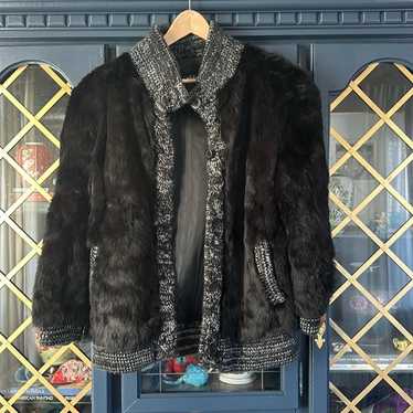 Niki Niki vintage rabbit fur coat with sweater tri