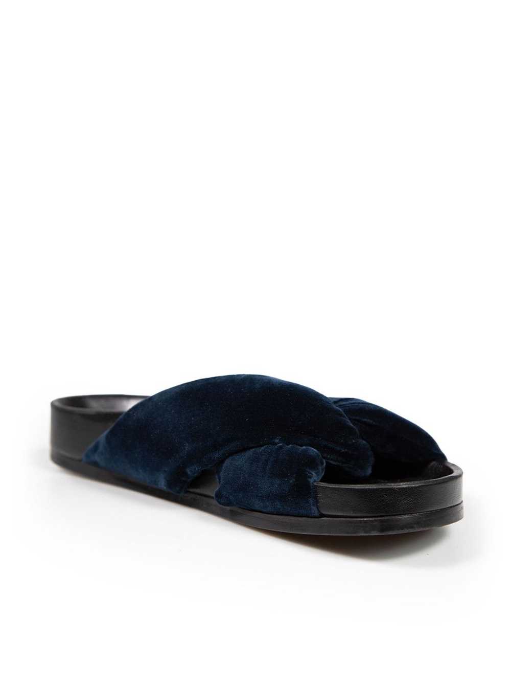 Chloe Navy Velvet Nolan Slides - image 2