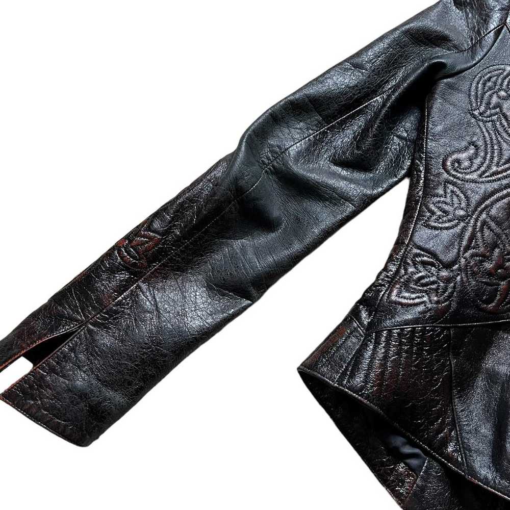 L-L Studio 100% Leather Tooled Jacket Sz 36 - image 7